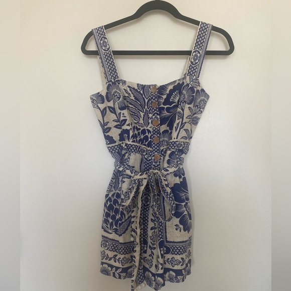 FARM Rio Blue and White Floral Jumpsuit - Size S - Picture 4 of 11